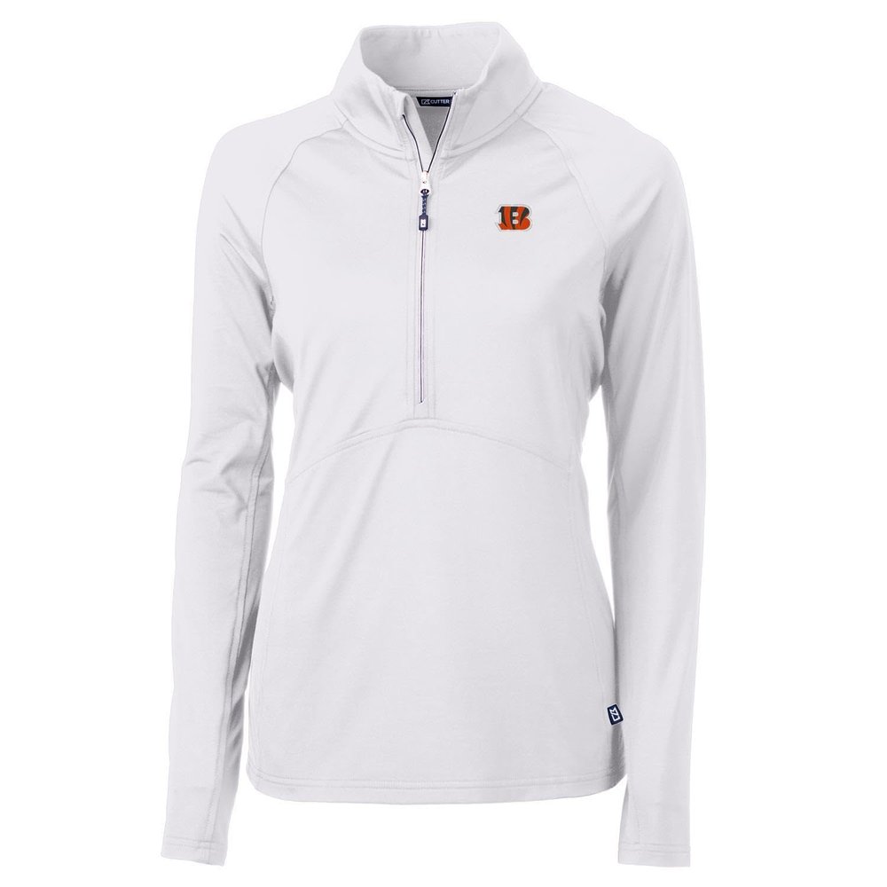 Cutter & Buck Women's White Cincinnati Bengals Adapt Eco Knit Half-Zip Pullover Jacket