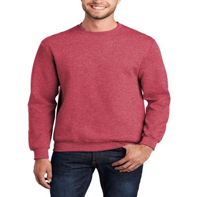 JustBlanks Cozy Fleece Sweatshirts for Men - Soft Plain Crewneck Pullover, Warm Crew Neck Mens Sweatshirt - Heather Red - XL