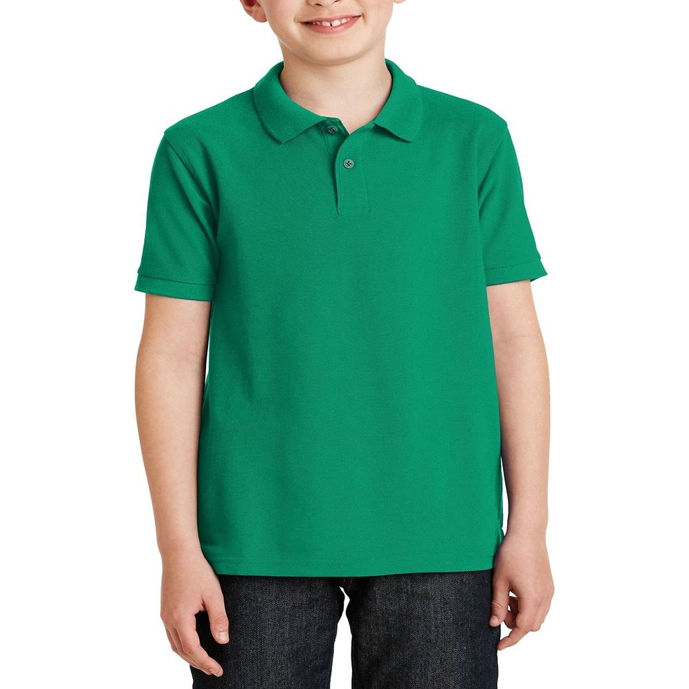 JustBlanks Boy Short Sleeve Youth Polo Performance Shirt Silk Touch Youth Polo Shirts for Boys Y500 - Kelly Green - X-Large