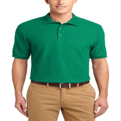 JustBlanks Men's Short Sleeves Silk Touch Polo Shirt 5-Ounce, Cotton-Poly Flat Knit Collar-Cuffs Polo Shirt for Men - Kelly Green - Medium