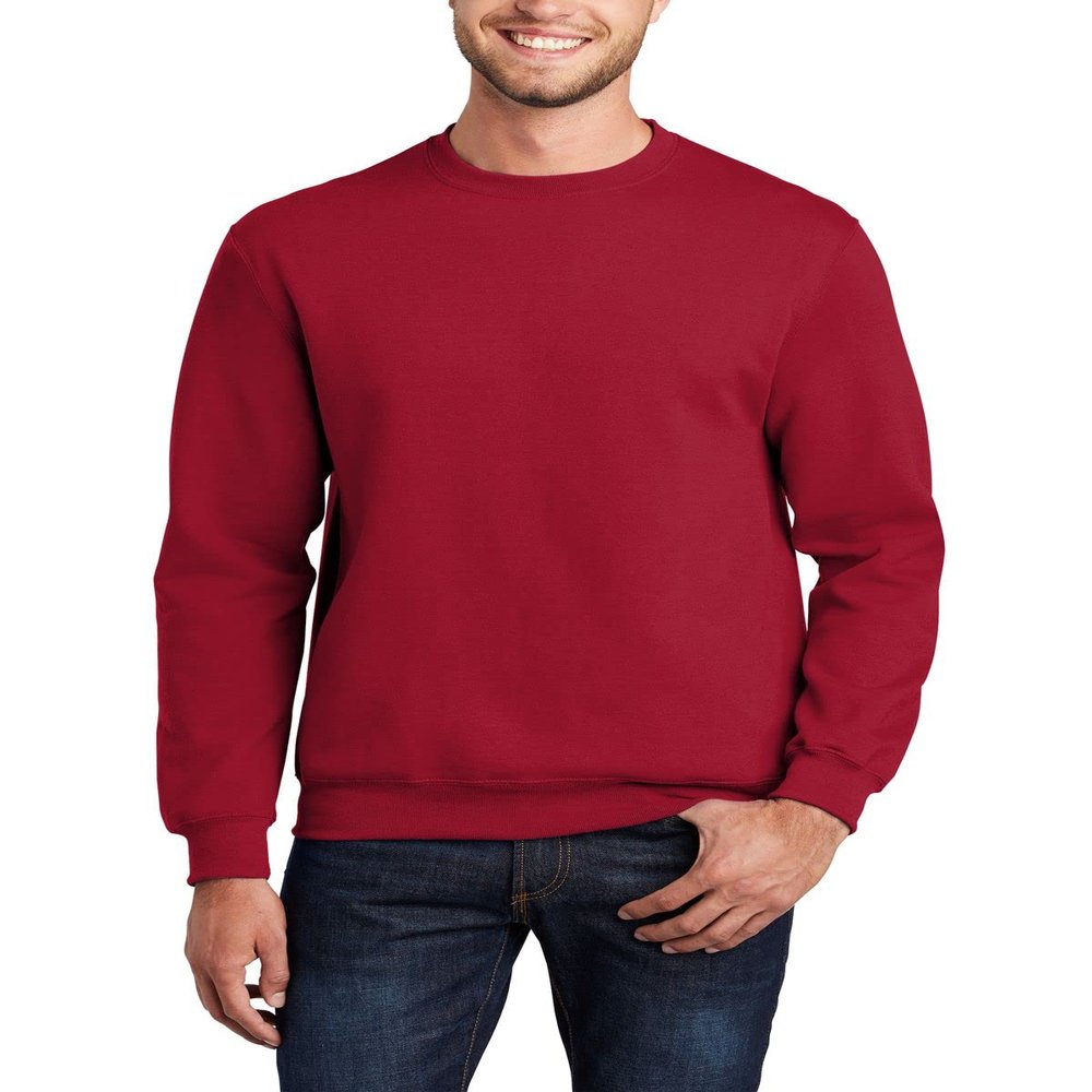 JustBlanks Cozy Fleece Sweatshirts for Men - Soft Plain Crewneck Pullover, Warm Crew Neck Mens Sweatshirt - Red - S