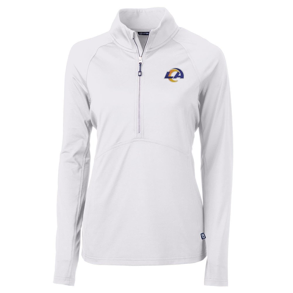 Cutter & Buck Women's White Los Angeles Rams Adapt Eco Knit Half-Zip Pullover Jacket