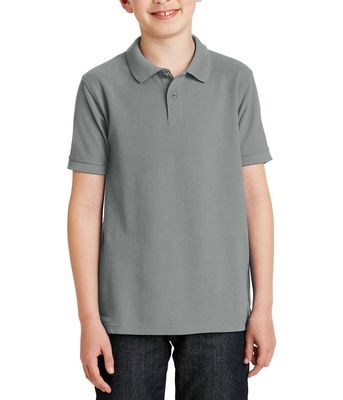 JustBlanks Boy Short Sleeve Youth Polo Performance Shirt Silk Touch Youth Polo Shirts for Boys Y500 - Cool Grey - X-Large