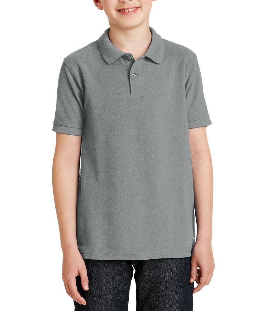 JustBlanks Boy Short Sleeve Youth Polo Performance Shirt Silk Touch Youth Polo Shirts for Boys Y500 - Cool Grey - X-Large