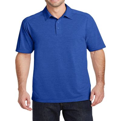 JustBlanks Men's Short Sleeves Digi Heather Performance Polo Shirt 100% Polyester Jersey Self-Fabric Collar Polo Shirt for Men - True Royal - Medium