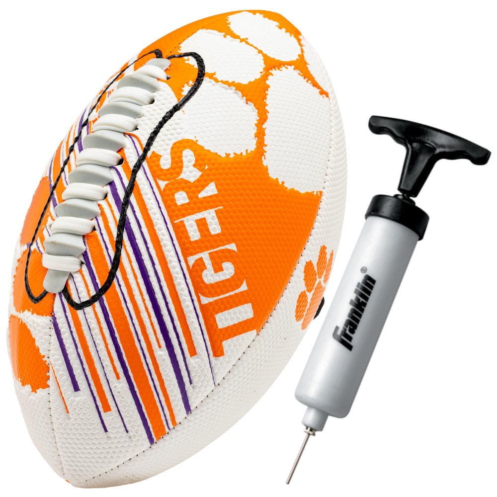 Franklin Sports Clemson Tigers Foam Football - Youth Mini Football for Kids - 8.5" Junior Soft Foam Ball - SPACELACE Easy Grip Cover - Perfect Toy for Kids