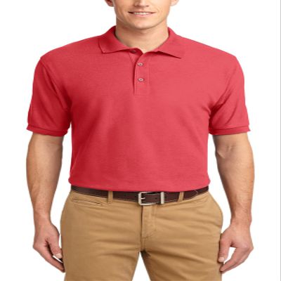 JustBlanks Men's Short Sleeves Silk Touch Polo Shirt 5-Ounce, Cotton-Poly Flat Knit Collar-Cuffs Polo Shirt for Men - Hibiscus - Small