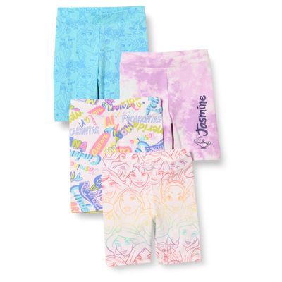 Amazon Essentials Girls' Bike Shorts - Discontinued Colors, Pack of 4, Princess/Scribble, X-Large