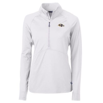 Cutter & Buck Women's White Baltimore Ravens Adapt Eco Knit Half-Zip Pullover Jacket
