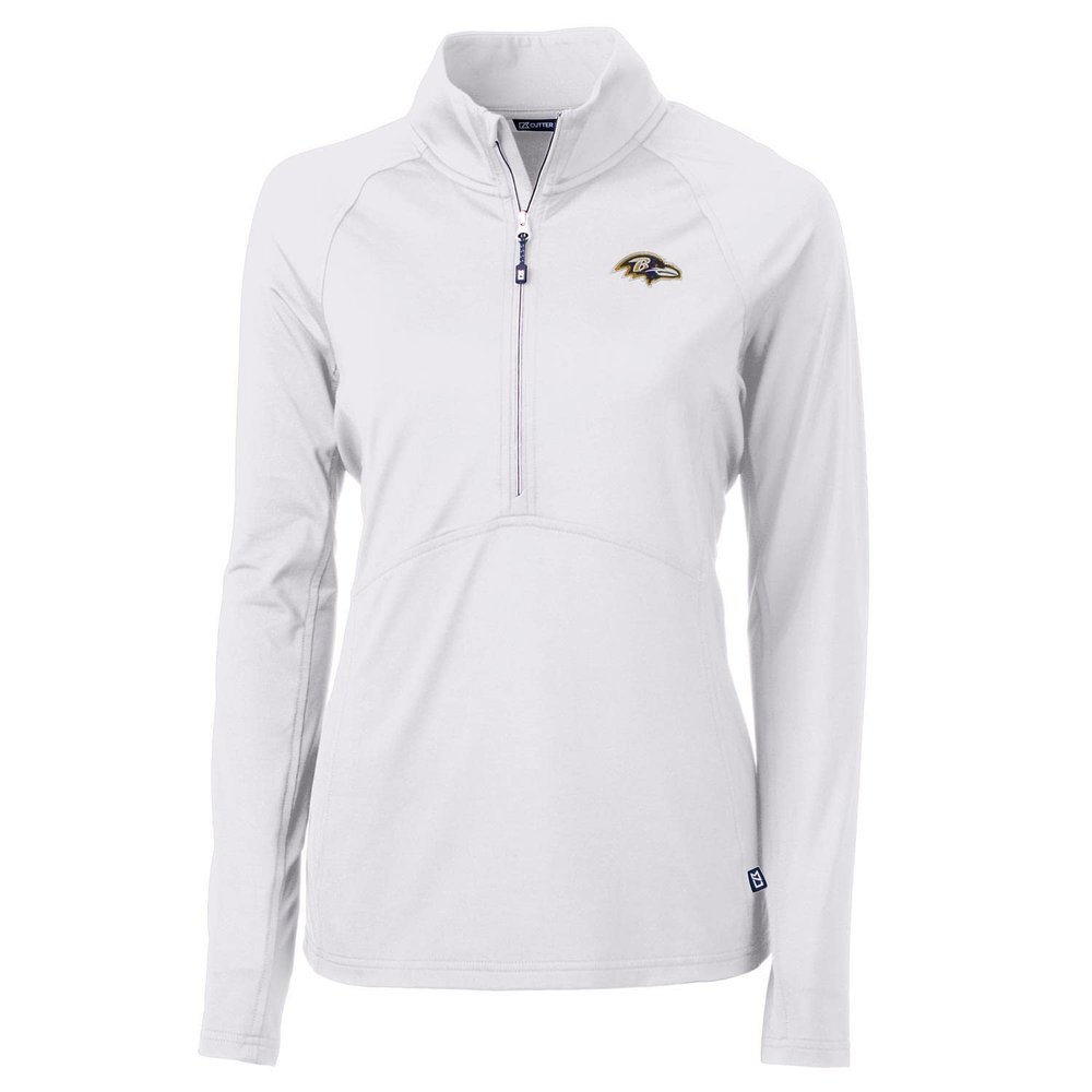 Cutter & Buck Women's White Baltimore Ravens Adapt Eco Knit Half-Zip Pullover Jacket
