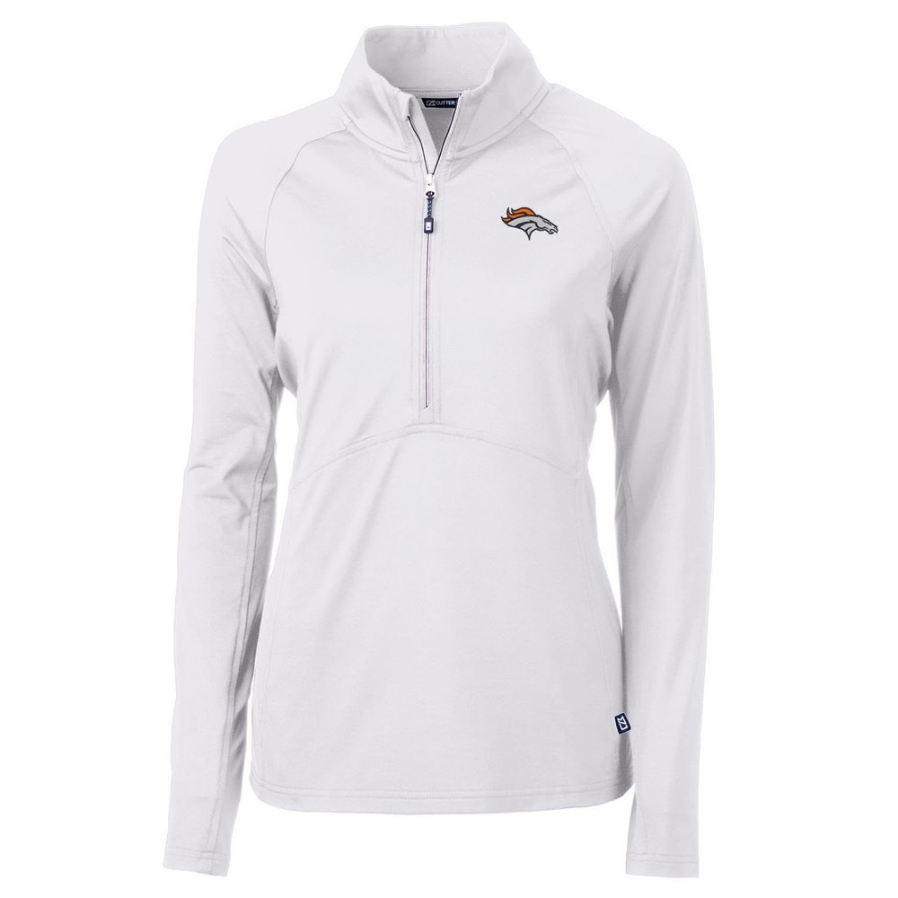 Cutter & Buck Women's White Denver Broncos Adapt Eco Knit Half-Zip Pullover Jacket