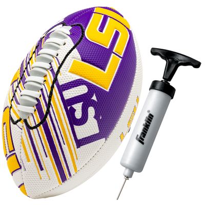 Franklin Sports LSU Tigers Foam Football - Youth Mini Football for Kids - 8.5" Junior Soft Foam Ball - SPACELACE Easy Grip Cover - Perfect Toy for Kids