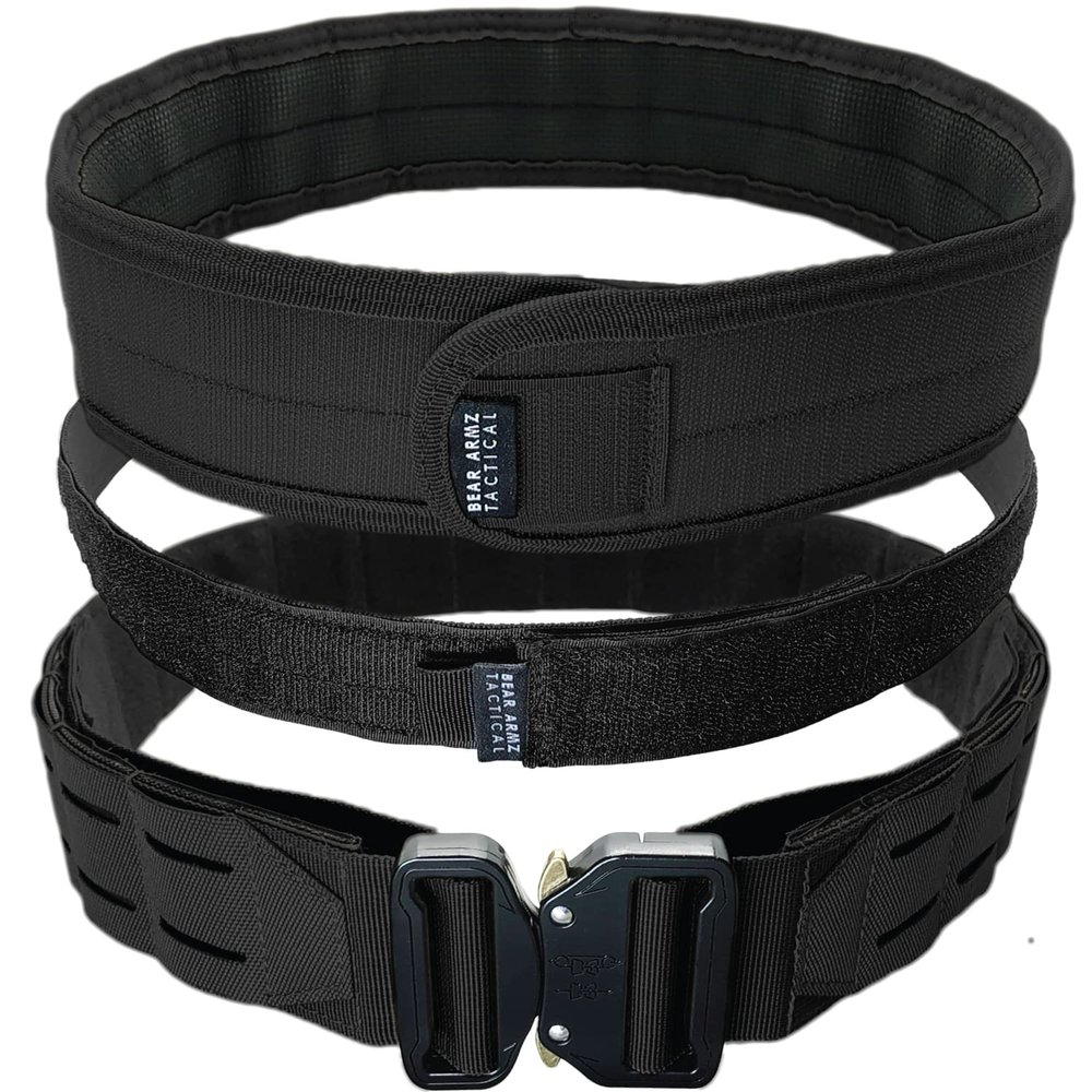 Bear Armz Tactical Battle Belt | Heavy Duty Nylon Belts | Molle Riggers Belt | American Company (Tactical Black, S- Small)