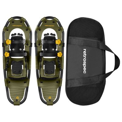 Retrospec Drifter Snowshoes for Women & Men - Lightweight Aluminum Frame Snow Shoes with Double Ratchet Binding System, Heel Lifts & Carry Bag for All Terrain Hiking & Winter Sports