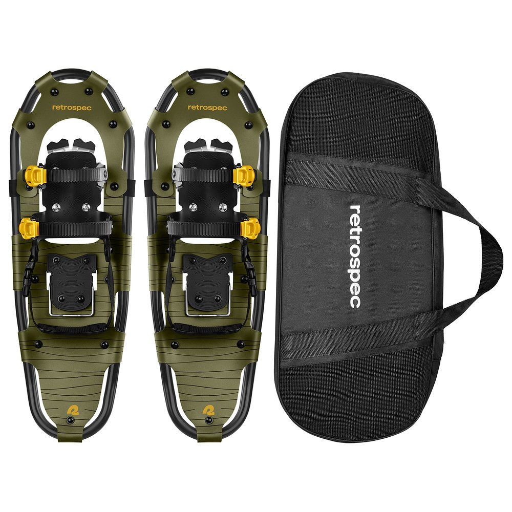 Retrospec Drifter Snowshoes for Women & Men - Lightweight Aluminum Frame Snow Shoes with Double Ratchet Binding System, Heel Lifts & Carry Bag for All Terrain Hiking & Winter Sports