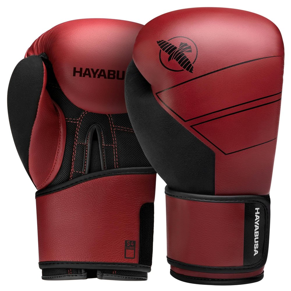 Hayabusa S4 Leather Boxing Gloves for Women & Men - Red, 10oz