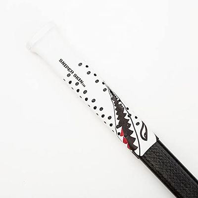 SNIPER SKIN ICT Hockey Grip, Fits Adult and Kids Sticks, Easy Install, Durable, Better Than Hockey Tape, Ideal Team Swag, Tacked Feel - White Tiger Shark
