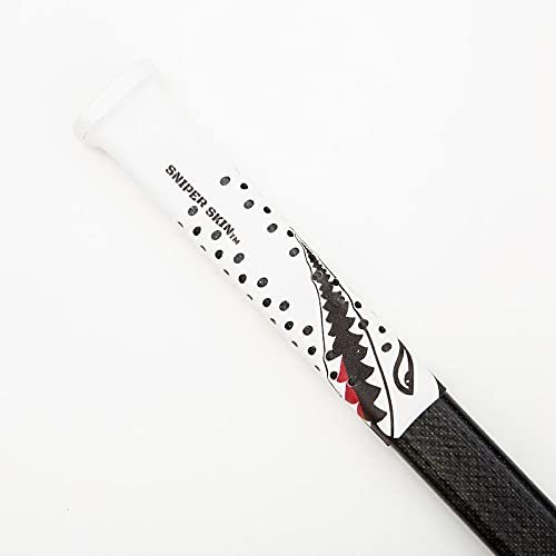 SNIPER SKIN ICT Hockey Grip, Fits Adult and Kids Sticks, Easy Install, Durable, Better Than Hockey Tape, Ideal Team Swag, Tacked Feel - White Tiger Shark