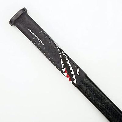 SNIPER SKIN ICT Hockey Grip, Fits Adult and Kids Sticks, Easy Install, Durable, Better Than Hockey Tape, Ideal Team Swag, Tacked Feel - Black Tiger Shark