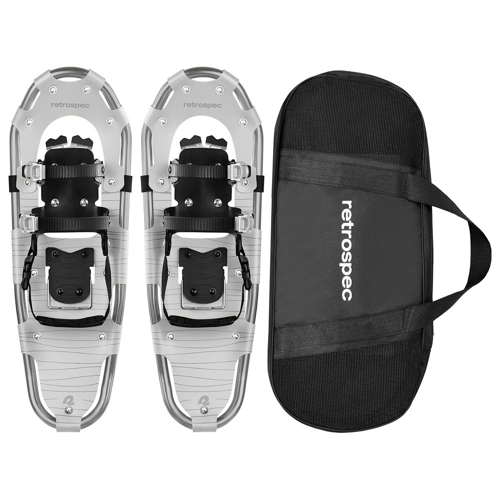 Retrospec Drifter Snowshoes for Women & Men - Lightweight Aluminum Frame Snow Shoes with Double Ratchet Binding System, Heel Lifts & Carry Bag for All Terrain Hiking & Winter Sports