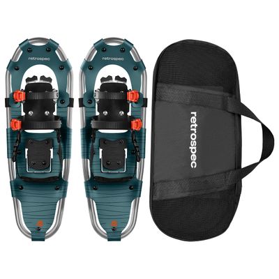 Retrospec Drifter Snowshoes for Women & Men - Lightweight Aluminum Frame Snow Shoes with Double Ratchet Binding System, Heel Lifts & Carry Bag for All Terrain Hiking & Winter Sports