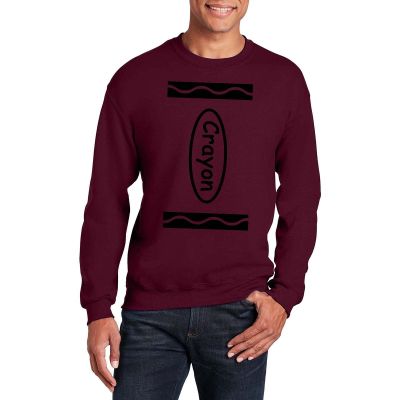 Veracco Crayon Box Halloween Costumes Crewneck Sweatshirt Long Sleeve | Funny Cool Graphic tee idea | for Men Women Maroon