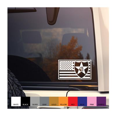 2nd Infantry Patch in US Flag Vinyl Decal (White, 8" Wide)