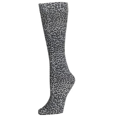 Celeste Stein Therapeutic Graduated Compression Socks, Animal Black Grey Spots, 8-15 mmHg Queen Plus Calf