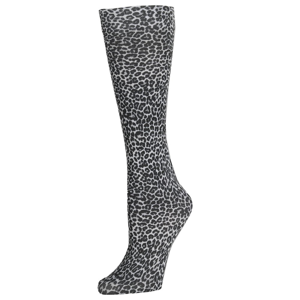 Celeste Stein Therapeutic Graduated Compression Socks, Animal Black Grey Spots, 8-15 mmHg Queen Plus Calf