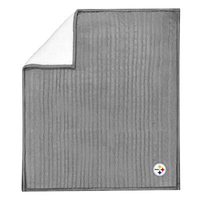 Northwest NFL Pittsburgh Steelers Unisex-Adult Cable Sweater Knit Sherpa Throw Blanket, 50" x 60", Team Colors