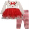 Bonnie Jean Girls Christmas Holiday Reindeer Dress Tutu Legging Set (3-6 Months) view 1