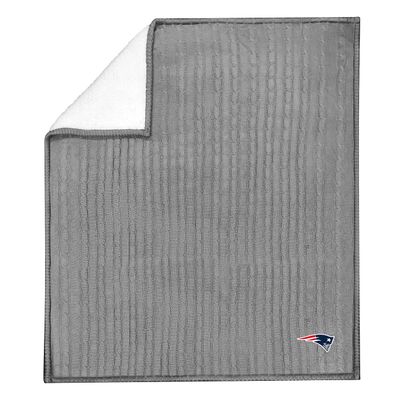 Northwest NFL New England Patriots Unisex-Adult Cable Sweater Knit Sherpa Throw Blanket, 50" x 60", Team Colors