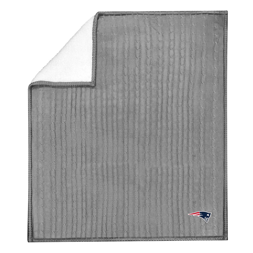 Northwest NFL New England Patriots Unisex-Adult Cable Sweater Knit Sherpa Throw Blanket, 50" x 60", Team Colors