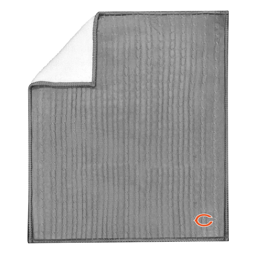 Northwest NFL Chicago Bears Unisex-Adult Cable Sweater Knit Sherpa Throw Blanket, 50" x 60", Team Colors