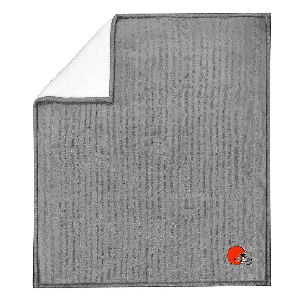 Northwest NFL Cleveland Browns Unisex-Adult Cable Sweater Knit Sherpa Throw Blanket, 50" x 60", Team Colors