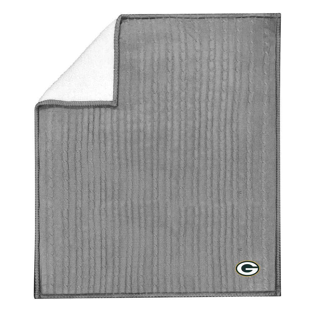 Northwest NFL Green Bay Packers Unisex-Adult Cable Sweater Knit Sherpa Throw Blanket, 50" x 60", Team Colors