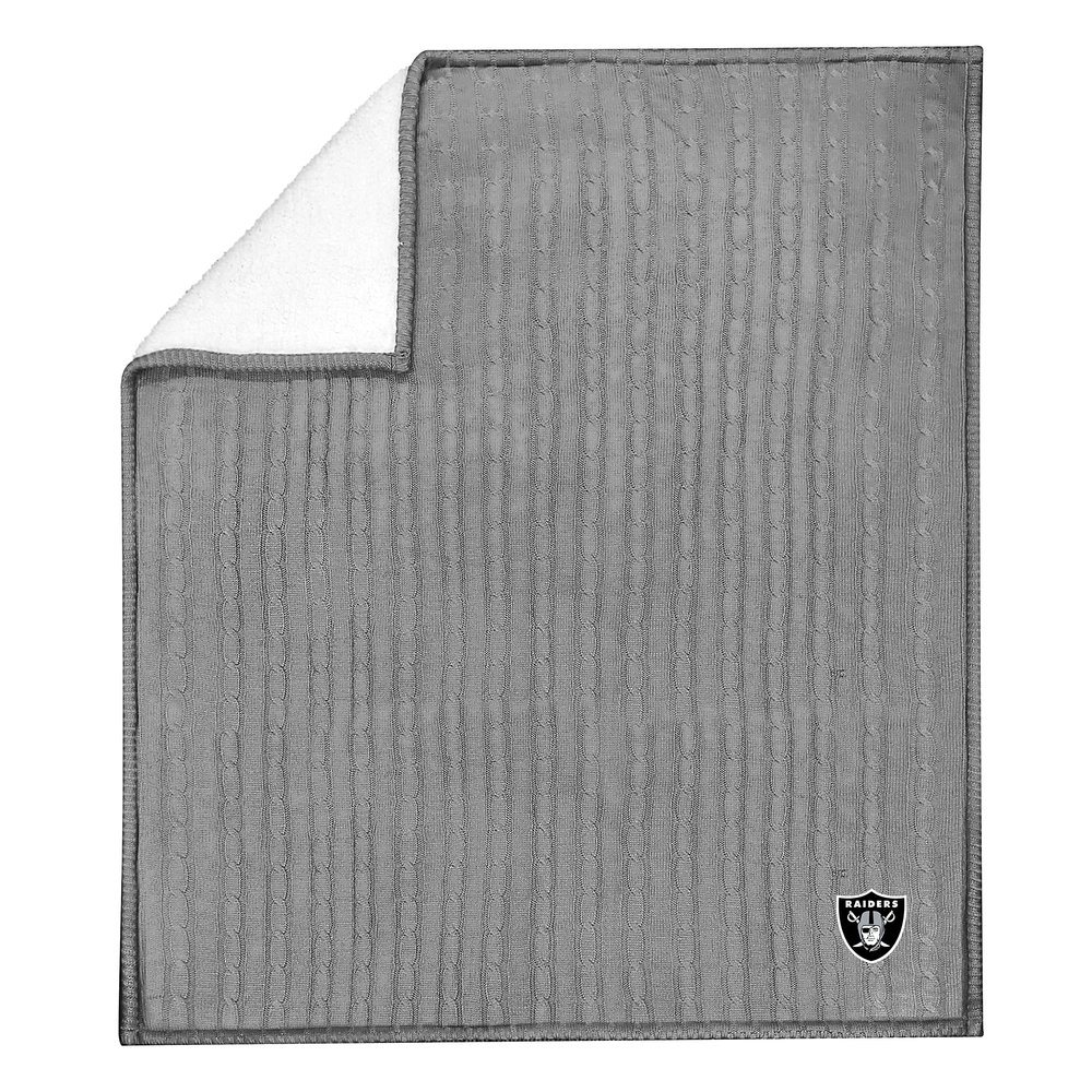 Northwest NFL Las Vegas Raiders Unisex-Adult Cable Sweater Knit Sherpa Throw Blanket, 50" x 60", Team Colors