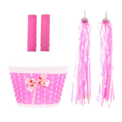 ABOOFAN 1 Set Bike Streamers Handle Grips with Basket for Bicycle Handlebar Grips Cover Pink Scooters Road Bike Cycling Decorations