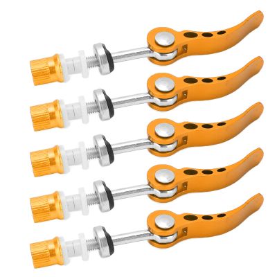 SUNGOOYUE Seat Post Clamp, 5Pcs Aluminum Alloy Quick Release Seatpost Clamps Pipe Clamp Fixed Gear for Road Bikes(Gold)