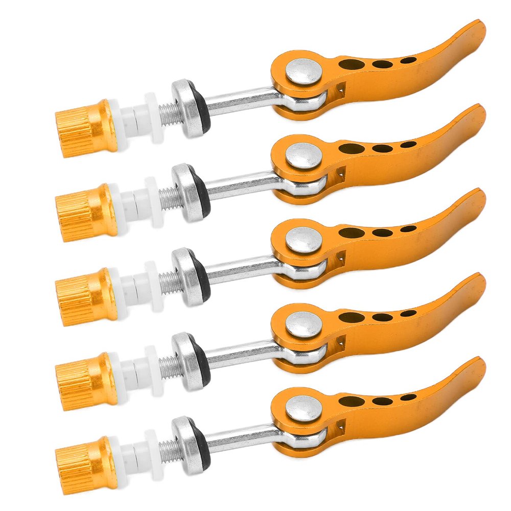 SUNGOOYUE Seat Post Clamp, 5Pcs Aluminum Alloy Quick Release Seatpost Clamps Pipe Clamp Fixed Gear for Road Bikes(Gold)