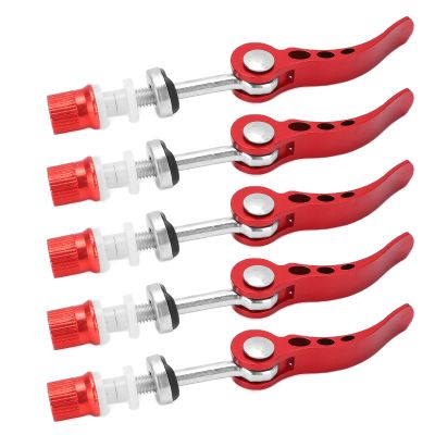 SUNGOOYUE Seat Post Clamp, 5Pcs Aluminum Alloy Quick Release Seatpost Clamps Pipe Clamp Fixed Gear for Road Bikes(Red)