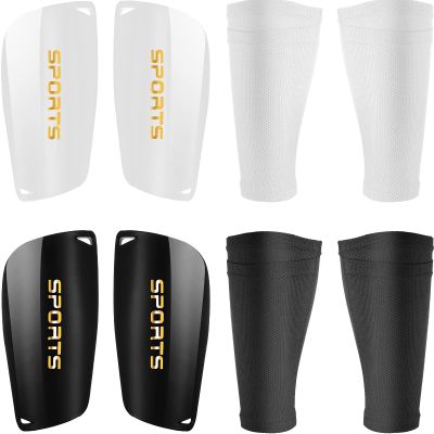 Sumind 2 Pairs Shin Guards Soccer Adult Youth with Sleeves Soccer Shin Guards for Adult Youth Leg Protection Reduce Shocks and Injuries for Football Lovers(White Black)