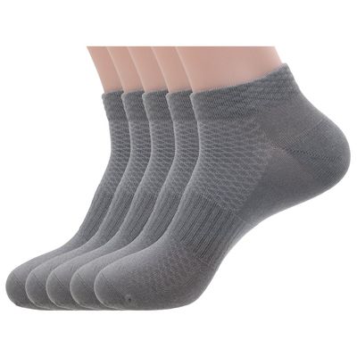 Mens Cotton & Pearl-Fiber Low Cut Ankle Socks, Novelty Decrease Odor Moisture-Wicking Soft Cozy Breathable Socks for Sweaty Feet (5 Pack) Grey