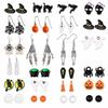 26 Pairs Halloween Stud Earrings Bat Cat Witch Earrings Set Spider Web Pumpkin Skull Drop earrings Jewelry for Women Halloween Outfit Costumes Accessories view 1
