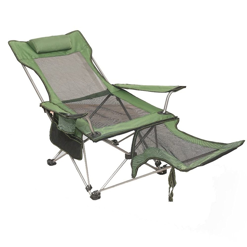 Compact Beach Chair Folding Chair, Adjustable Camping Chair, with Headrest, Storage Bag, Suitable for Camping, Beach, Courtyard (Color : A)