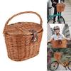 YRHH Wicker Bicycle Front Basket,Bicycle Basket with Lid, Multi-Purpose Detachable Bicycle Front Handmade Storage Baskets for Pet, Shopping, Camping and Outdoor view 4