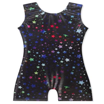 EQSJIU Leotards For Girls Gymnastics Size 8-9 8-10 9-10 Years Old Fancy Colorful Multicolored Stars Starry Night Sky Black Sparkle