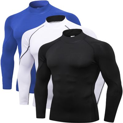 2/3 Pack Men's Compression Shirts Long Sleeve Workout Shirts Mock Turtleneck Athletic Base Layer Active Undershirts Tops