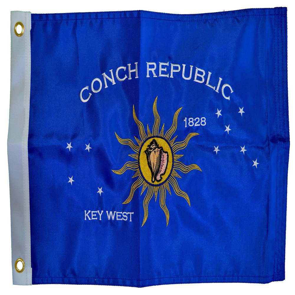 Conch Republic of Key West, Florida 12" x 18" Double-Sided, Embroidered 100% 300D Nylon Boat/Yacht Flag