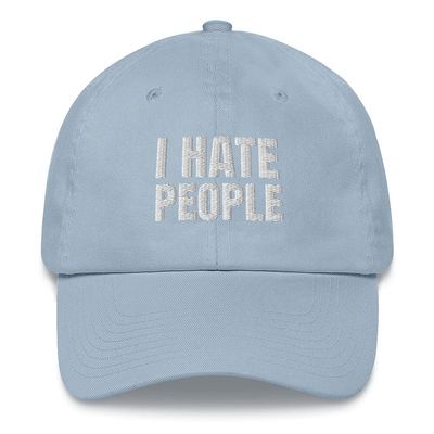 CreativeTees4You I Hate People Funny Antisocial Introvert Embroidered Dad Hat Adjustable Cotton Cap Light Blue